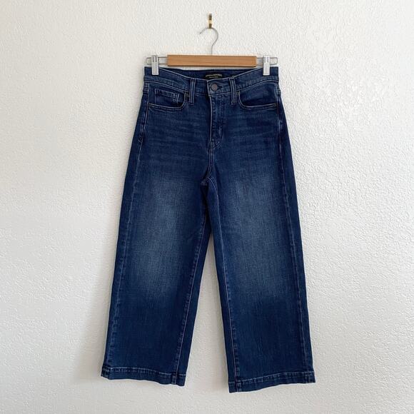 Banana Republic Premium Denim High-Rise Wide Leg Crop Jeans Dark Wash Women’s 25 - Picture 1 of 10